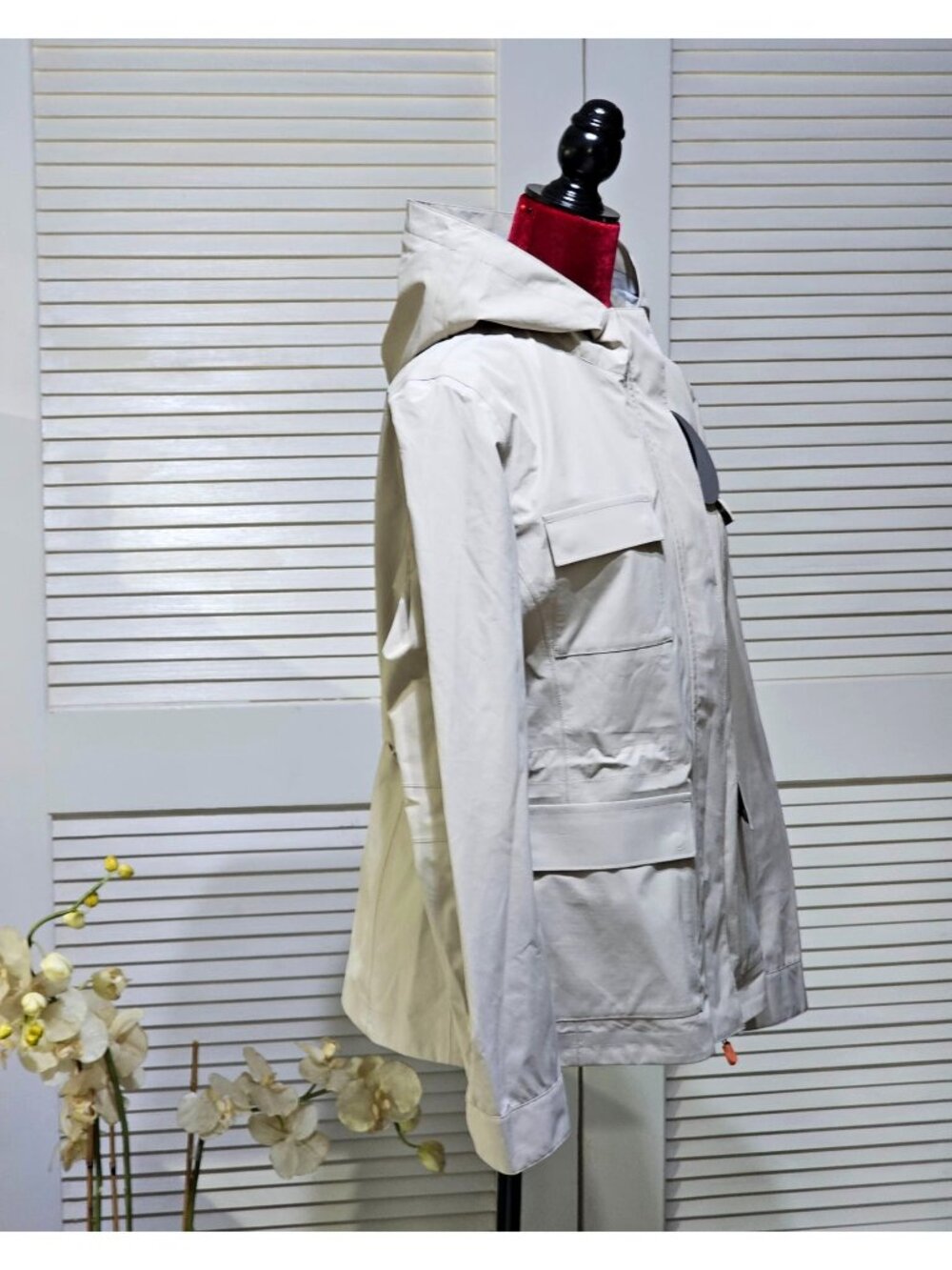 NWT Save The Duck Women's Beige Pro-Tech Waterproof Hooded Jacket Size 4 2616 - Picture 2 of 13